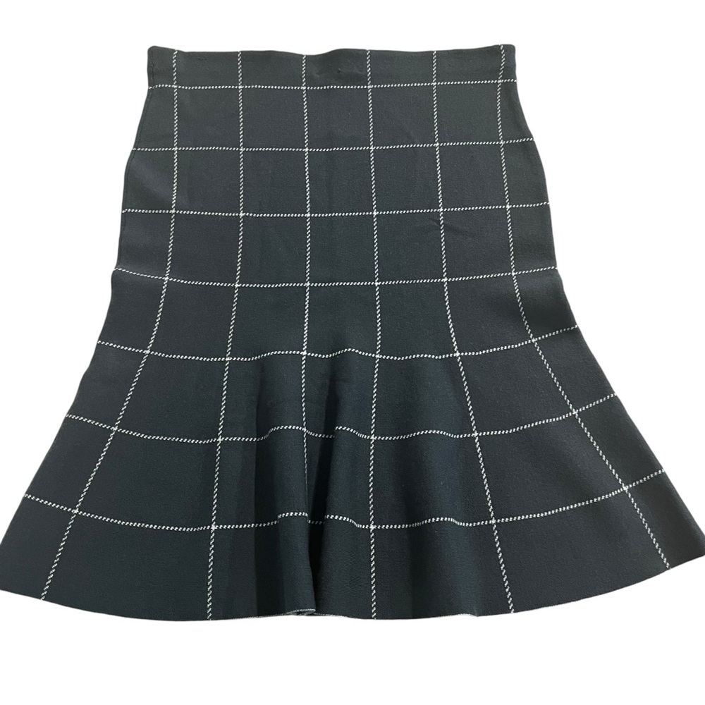 Ann Taylor Dark Gray Check Acrylic‎ Wool Nylon Classic Fall Skirt Size Large NWT